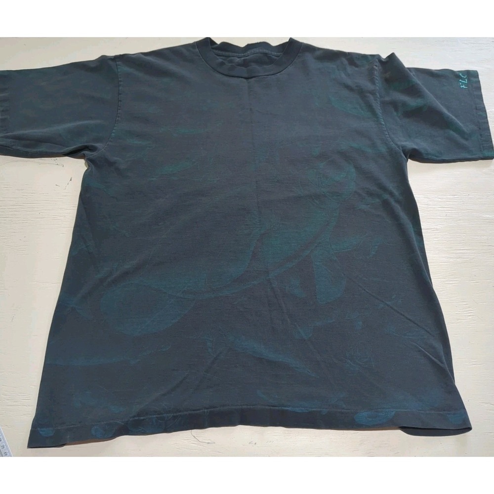 Vintage Manatee All Over Print Tshirt ‎ L Skate Indie Single Stitch Teal Florida
